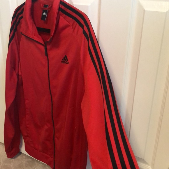 Mens Red Adidas Zip Up Windbreaker Sweater (Size M) - Picture 3 of 4